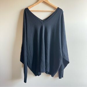 Universal Standard Double V Neck Sweater Plus Size 3xl Merino Wool Black